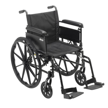 Drive Medical CX416ADFA-SF Cruiser X4 Lightweight Dual Axle Wheelchair with Adjustable Detachable Arms, Full Arms, Swing Away Footrests, 16" Seat